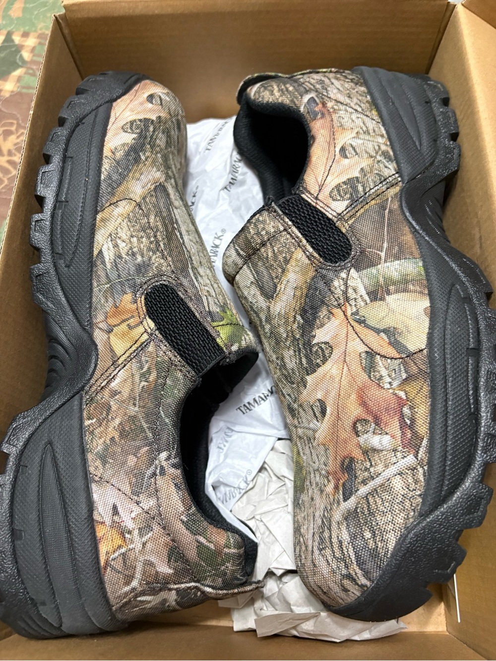 Camouflage Slip-On Men's Tamarack Shoes - Black Sole size 10